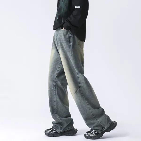 Relaxed Distressed Wide Leg Jeans
