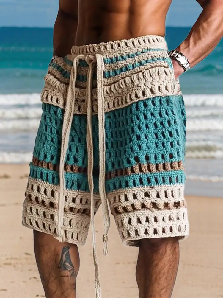 Men's Casual Knit Braided Shorts
