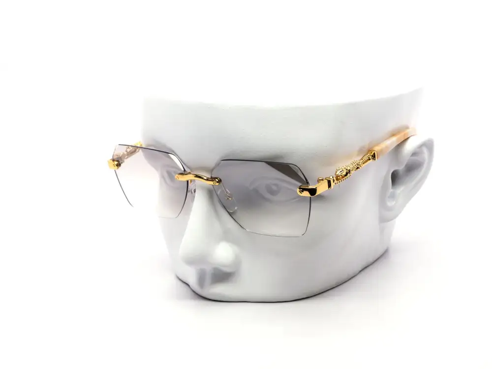 12-Pack Luxury Rimless Cat-Eye Hexagon Gradient Metal Sunglasses