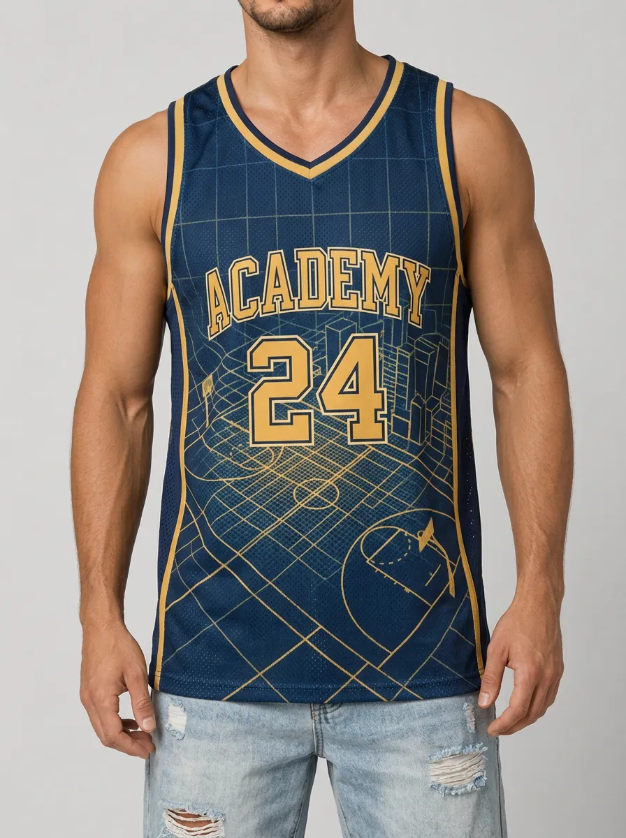 Men's Basketball Academy 24 Court Grid Printed Tank Top
