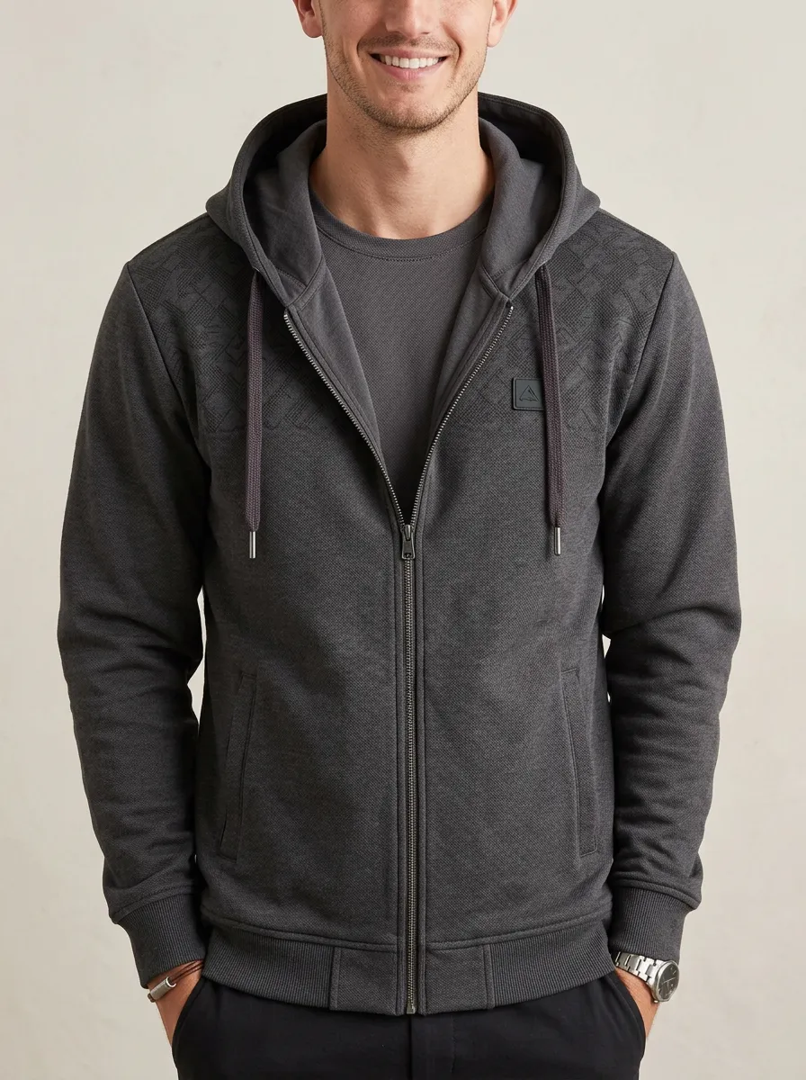 Active Geometric Zip-Up Essential Men's Sport Jacket