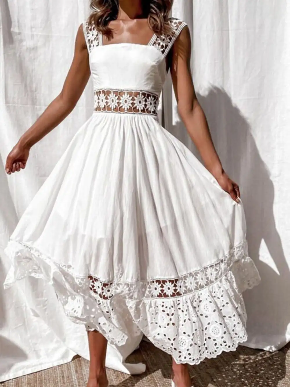 Crochet Sleeveless Midi Dress