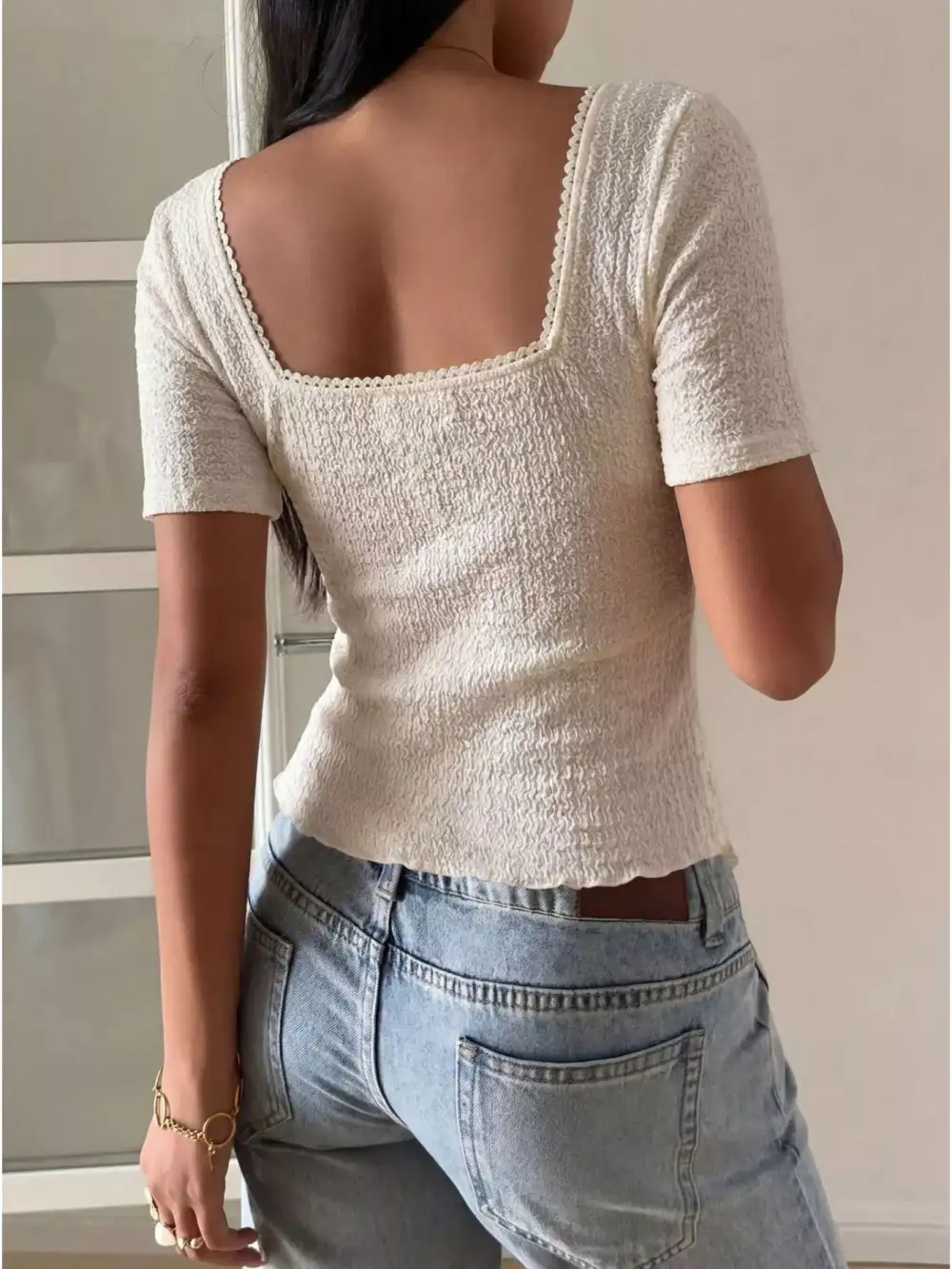 Sweetheart Neck Layered Ruffle Ruched Short Sleeve Top