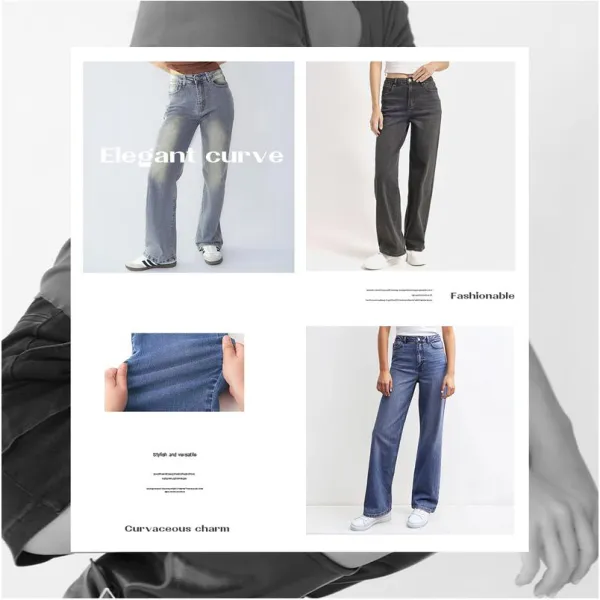 Women's simple high-waisted stretch wide-leg jeans