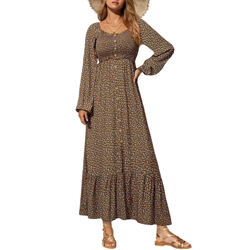 🔥Women's Bohemian FloralLong-Sleeve Dress
