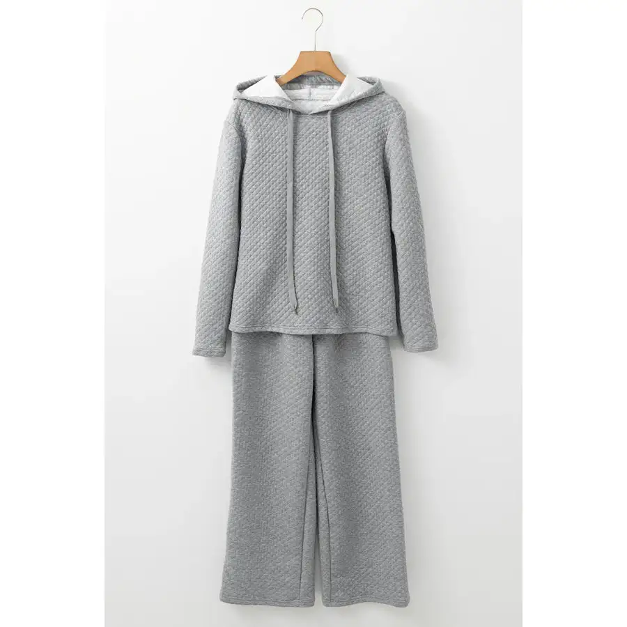 Drawstring Long Sleeve Hooded Top and Pants Set