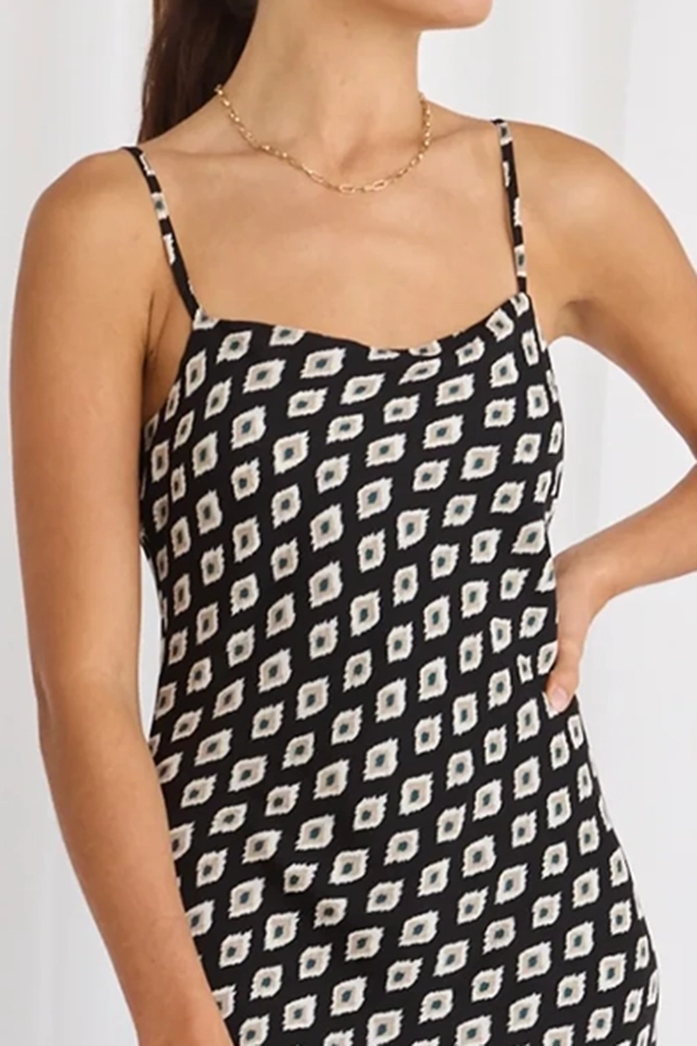 Geo Spot Strappy Bias Maxi Dress