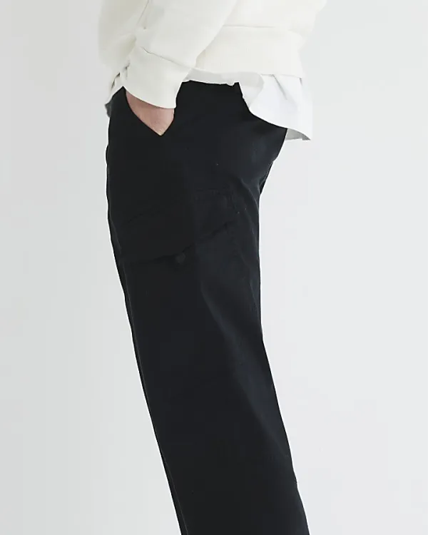 Men's Black Regular Multi-Pocket Overalls