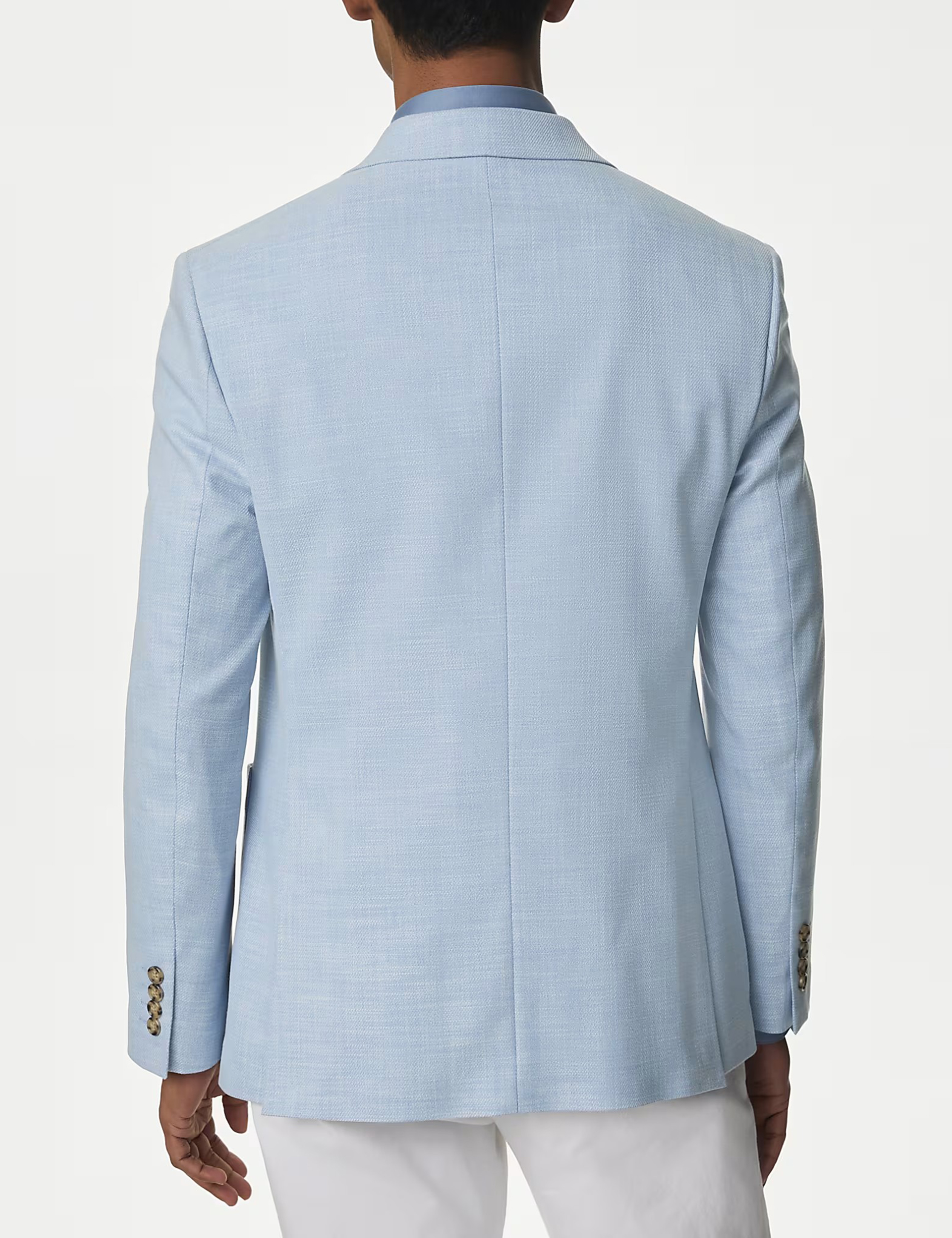 Men's Light Pink Textured Single Breasted Blazer