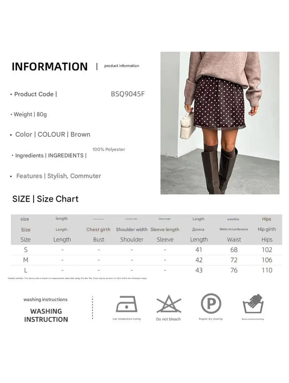 Polka Dot Straight Mini Skirt