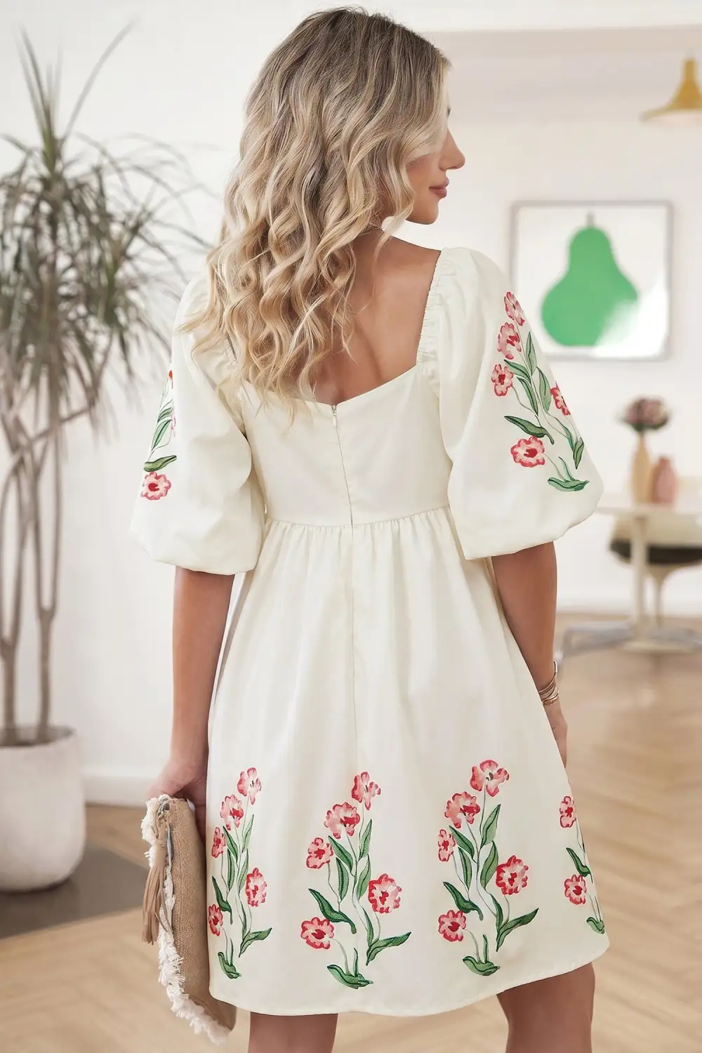 Floral Puff Sleeve Babydoll Mini Dress