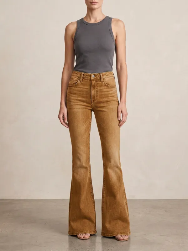 Women's Washed High-Rise Flare Jeans