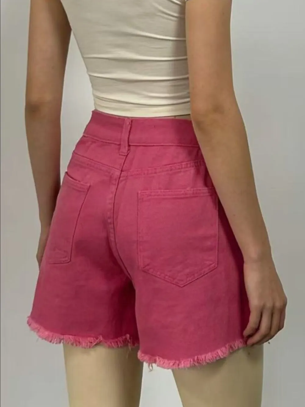 Raw Hem Rhinestone Detail Denim Shorts