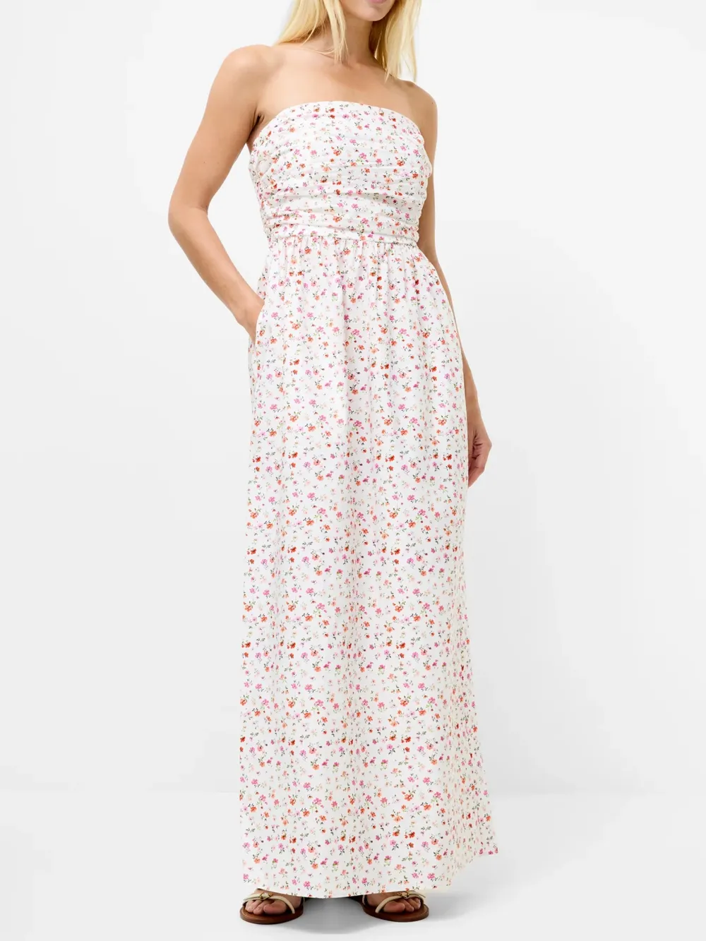 Cotton Flowy Structured Pleated Dress