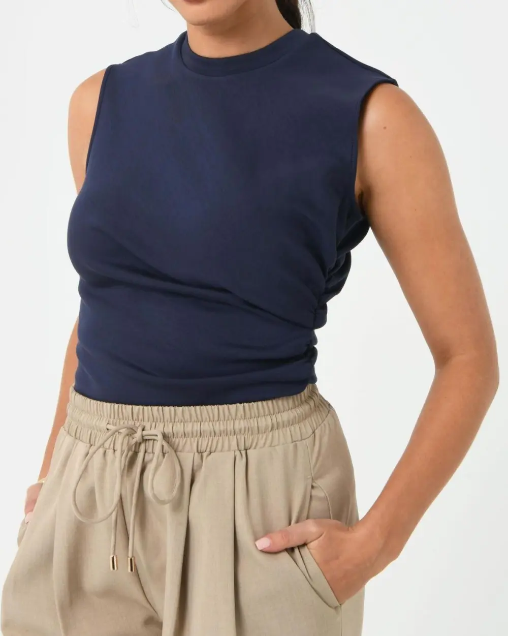 Side Ruching Details Ruched Top
