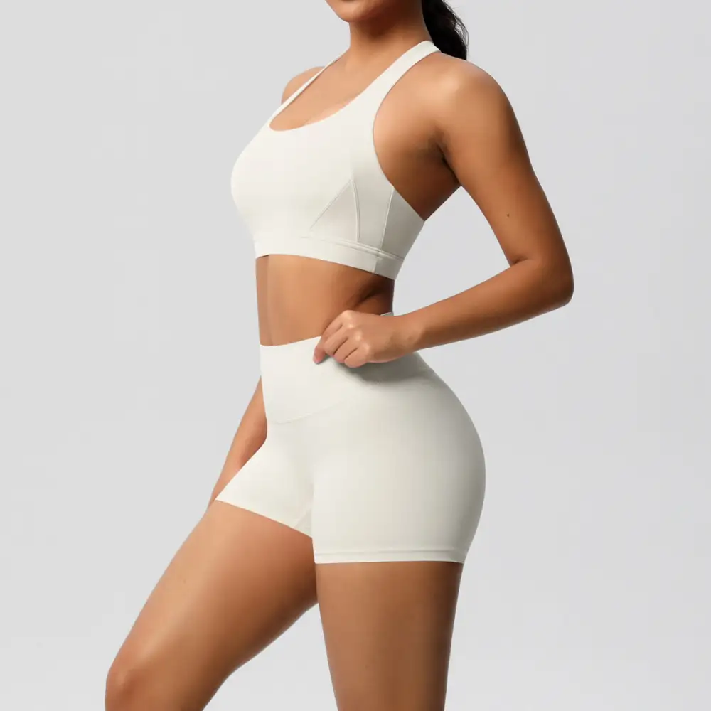 Cross-Back Backless Two-Piece Shorts Active Set
