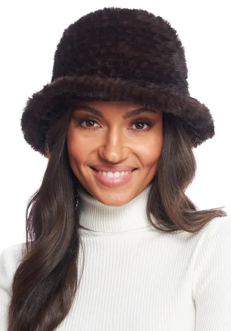 Whiskey Knitted Faux Fur Bucket Hat