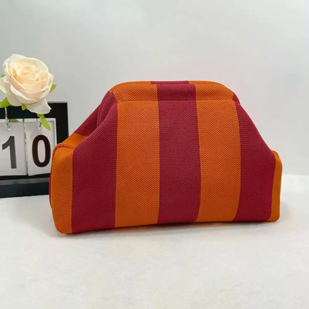 Portable Contrast Knit Clutch