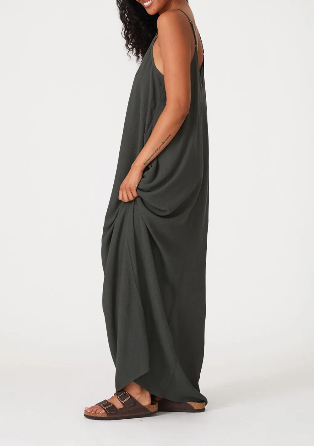 V-Neck Maxi Cami Dress with Pockets