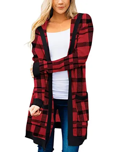 Women's Long Sleeve Open Front Hoodie Knit Sweater Cardigan Outwear