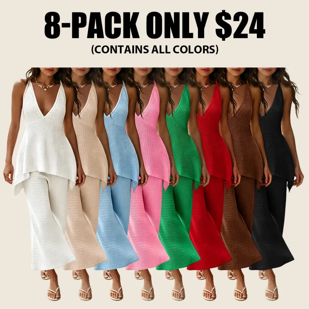 Women's Deep V-neck Flowy Camisole Knit Set
