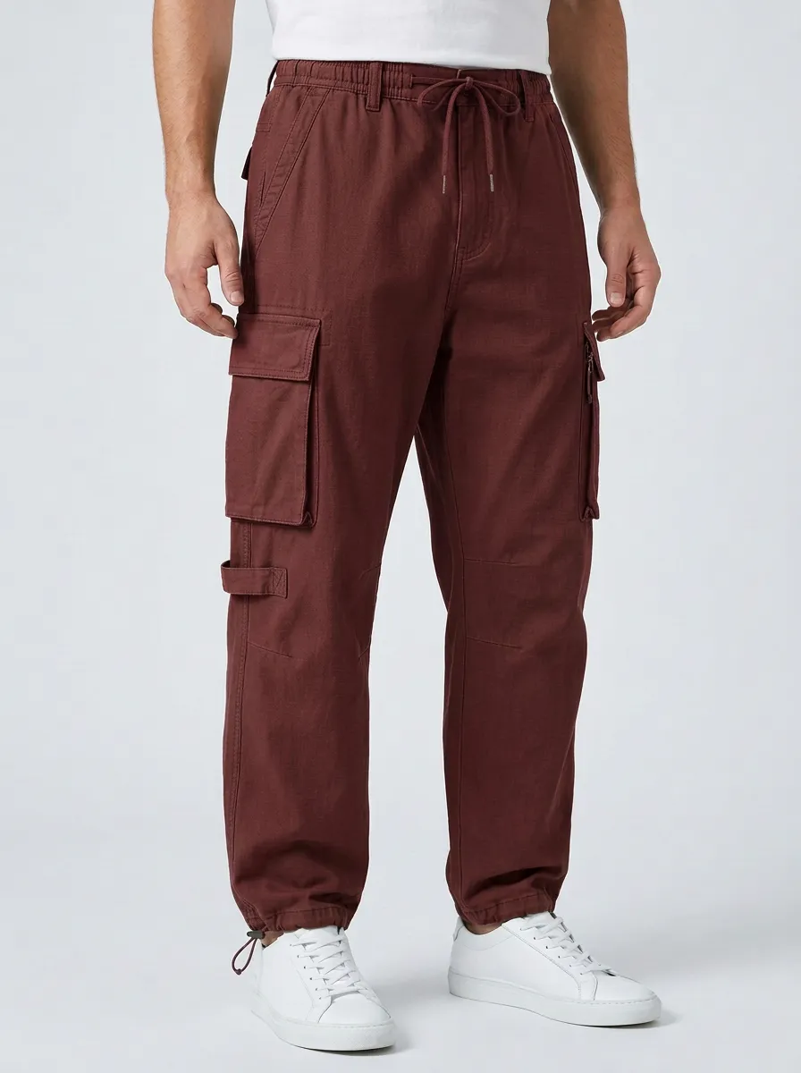 Men's Casual Outdoor Olive Green Multi-Pocket Cargo Pants