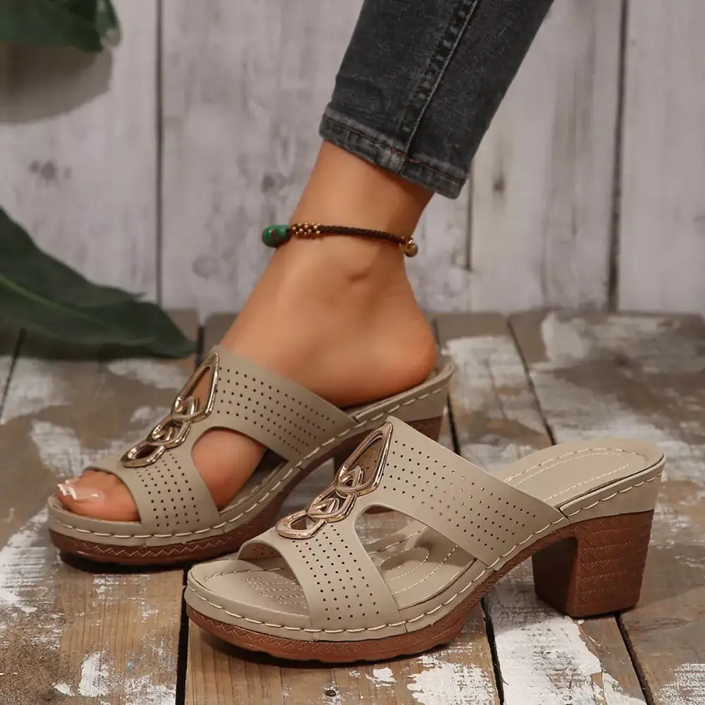 Open Toe Block Heel Sandals