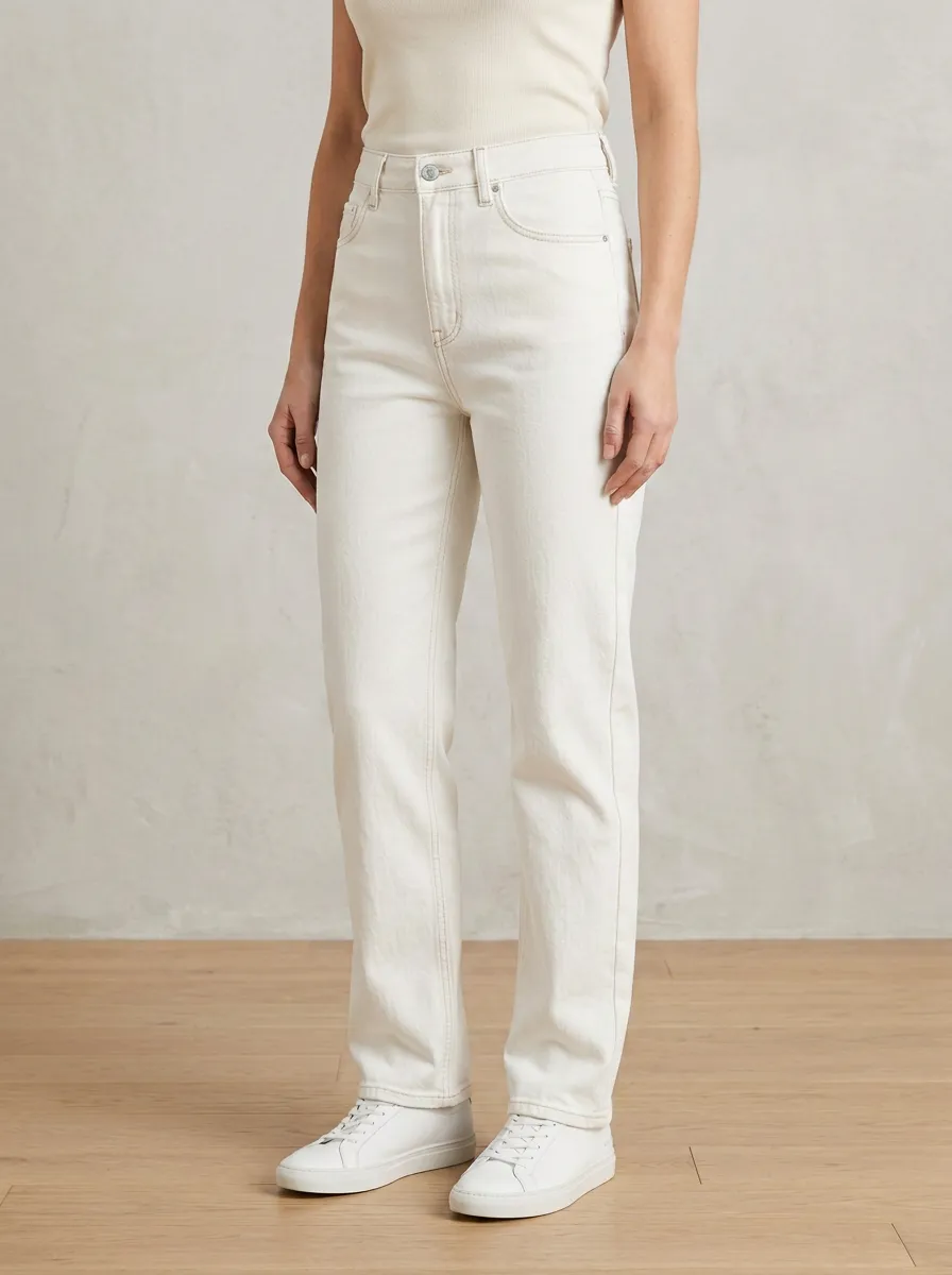 Comfort-Focused High-Rise Straight-Leg Denim Jeans