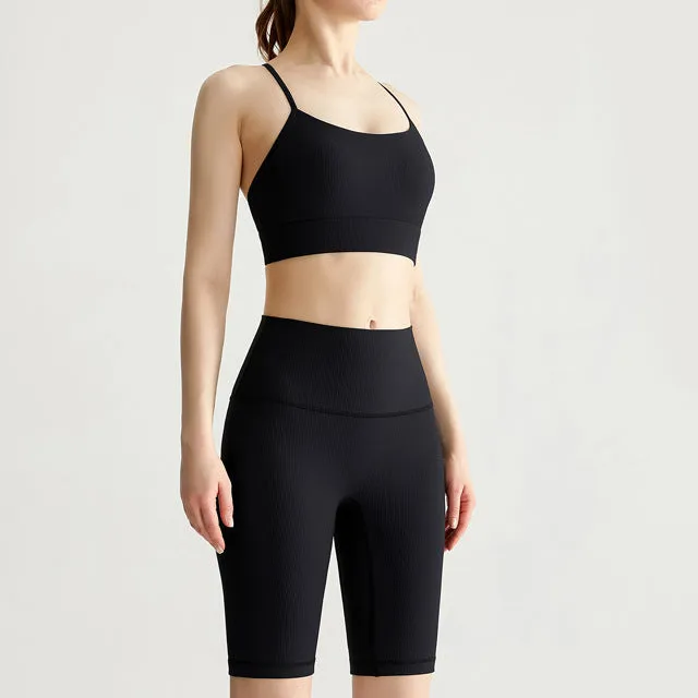 Backless Sleeveless Bra and Biker Shorts Active Set