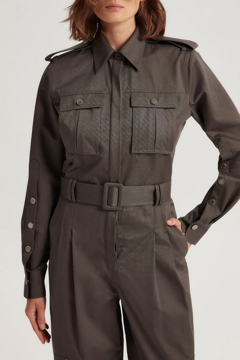 Long Sleeve Jumpsuit-Grey