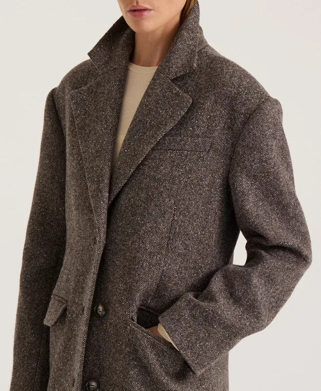 Gray Taupe Oversized Wool Silk Coat