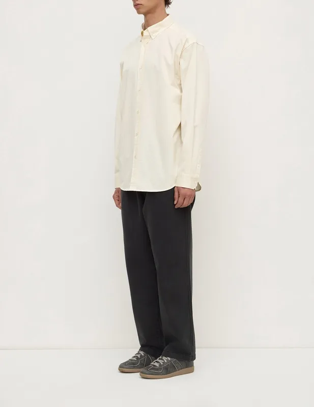 Cream Cotton Twill Button-Up Shirt
