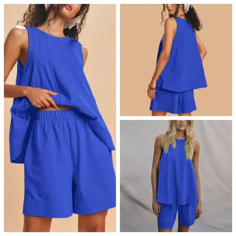 ⏰Hot Sale-Women's Cotton Tank Top & Shorts Set🔥8-Pack - All Colors Included