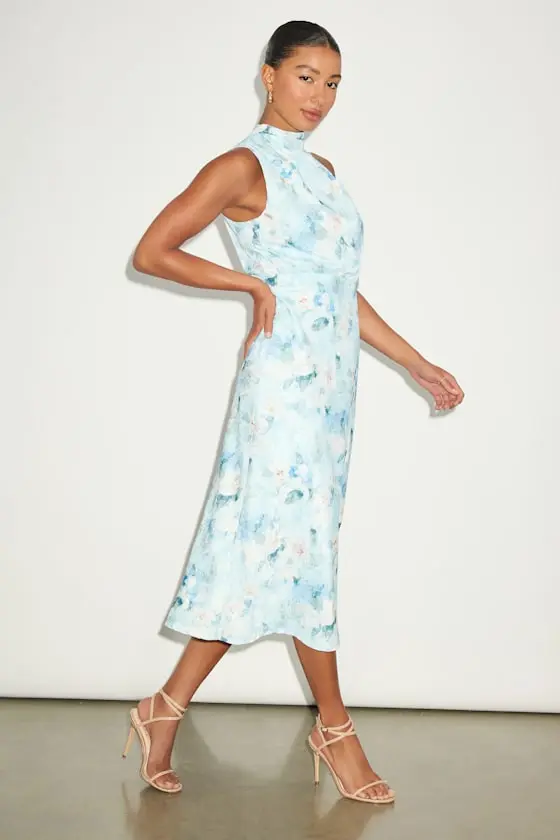 Distinctive Charm Red Orange Satin Asymmetrical Midi Dress