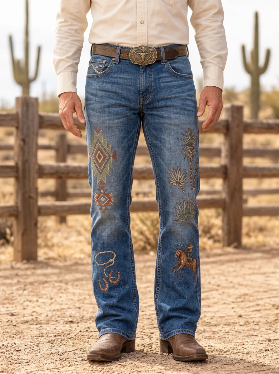 Men's Ranch Inspired Western Cowboy Desert Jeans