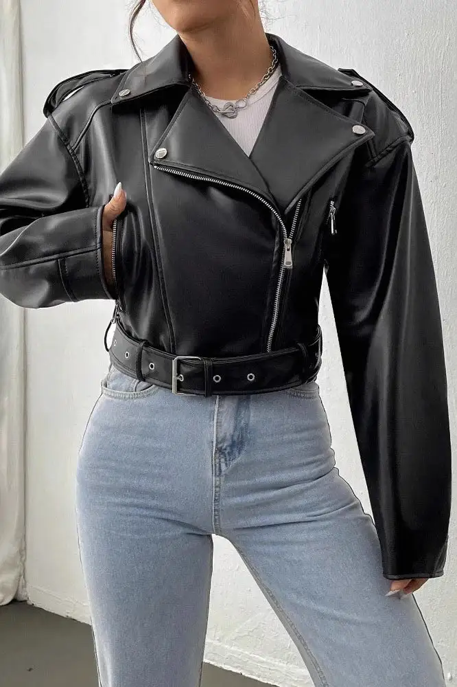 Cropped Leather Jacket
