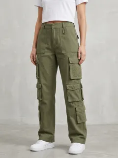 Movement Geometric Pattern Embroidered Detail Essential Women's Multi Pocket Cargo Pants