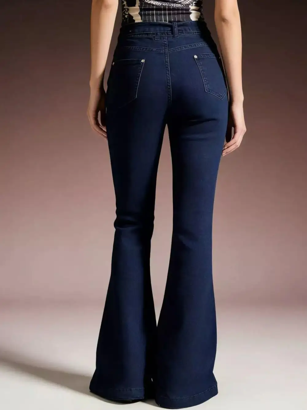 Sharp High Waist Flare Leg Denim Jeans