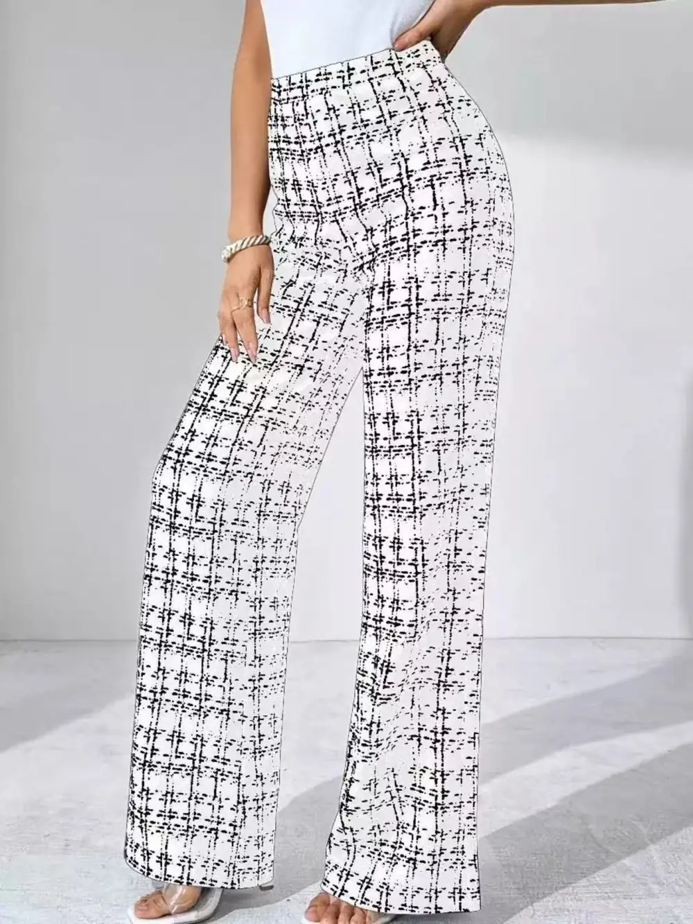 Wide Leg Plaid Casual Versatile Pants