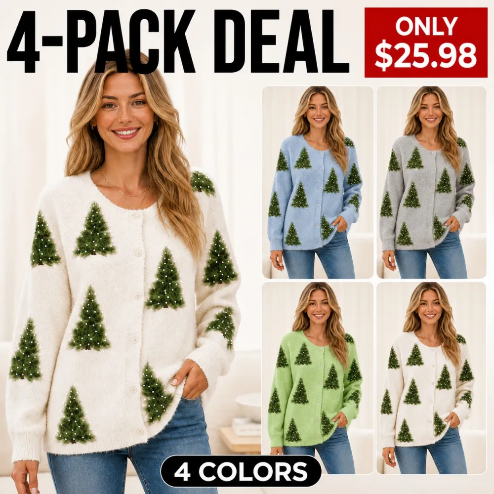 Women's Christmas Tree Knit Button-Up Cardigan