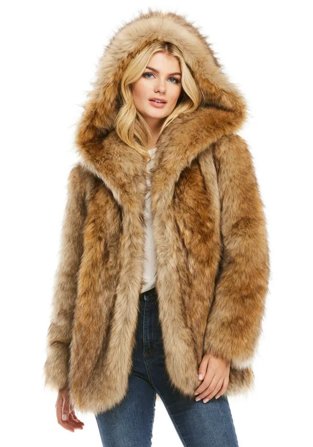 Faux Fur Hooded Coat