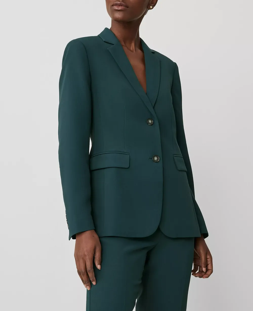 The Long Notched Two Button Blazer In Fluid Crepe