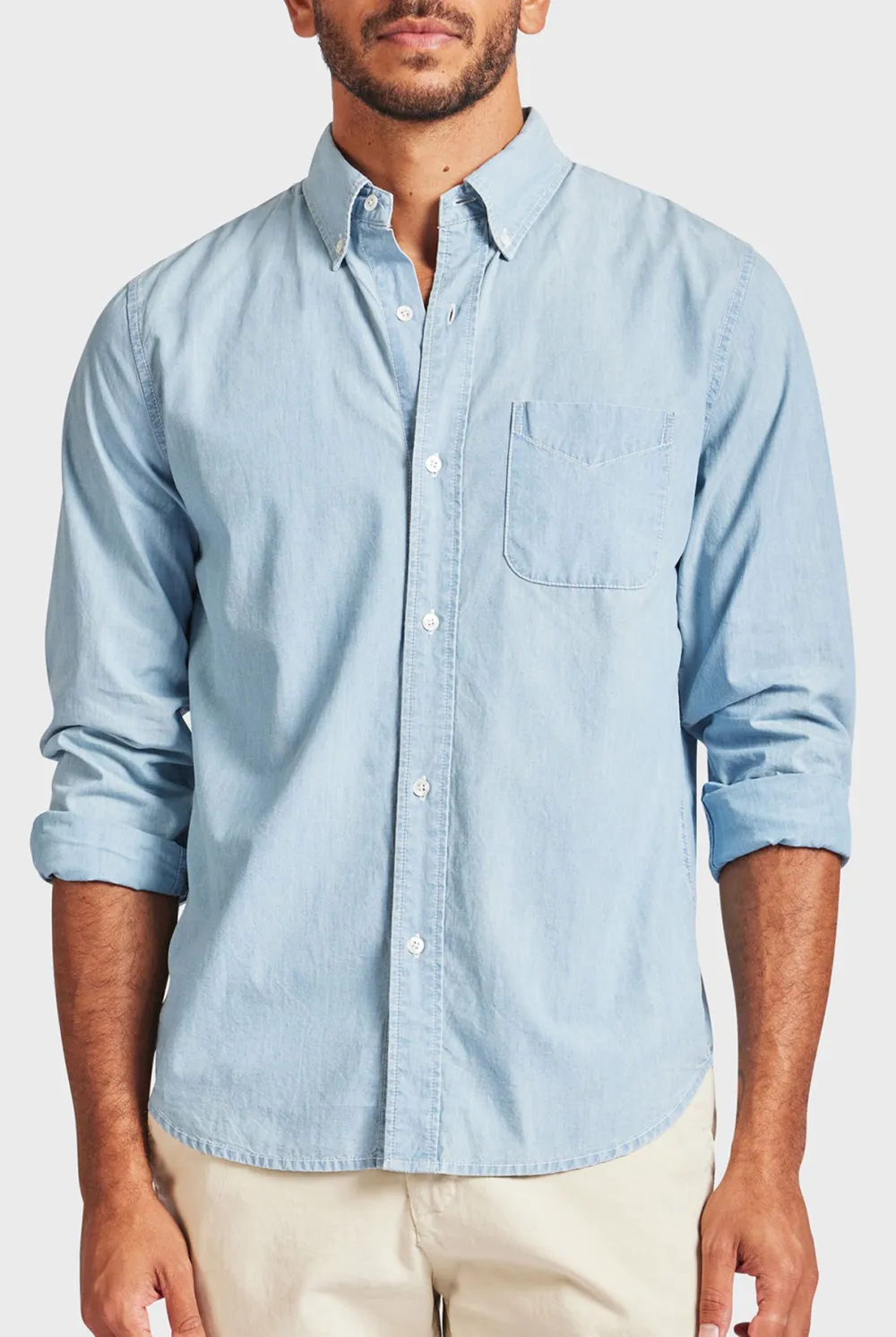Hoss Chambray Shirt- Light indigo