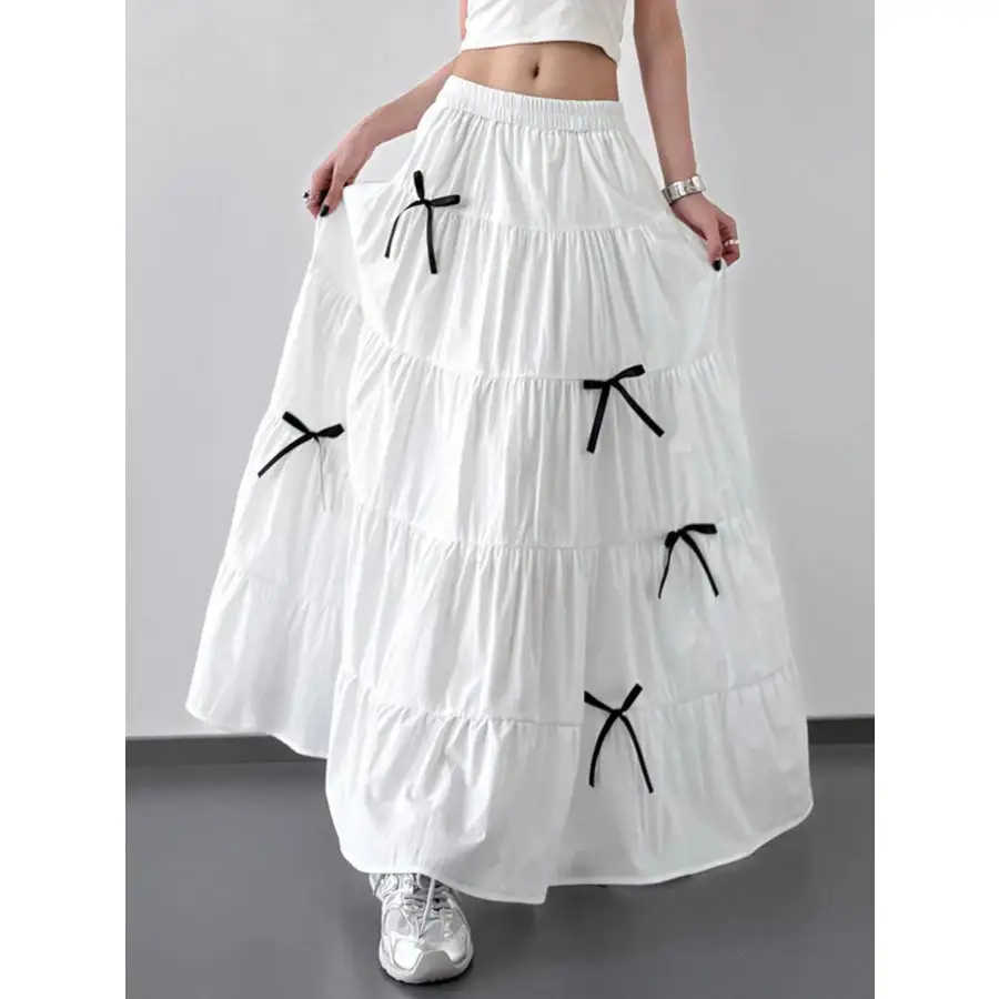 Tiered Bow Maxi Skirt