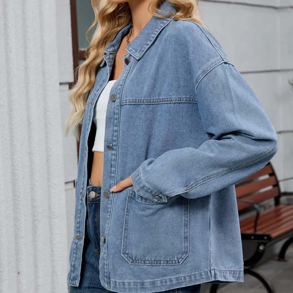 Layered Denim Casual Outerwear Jacket