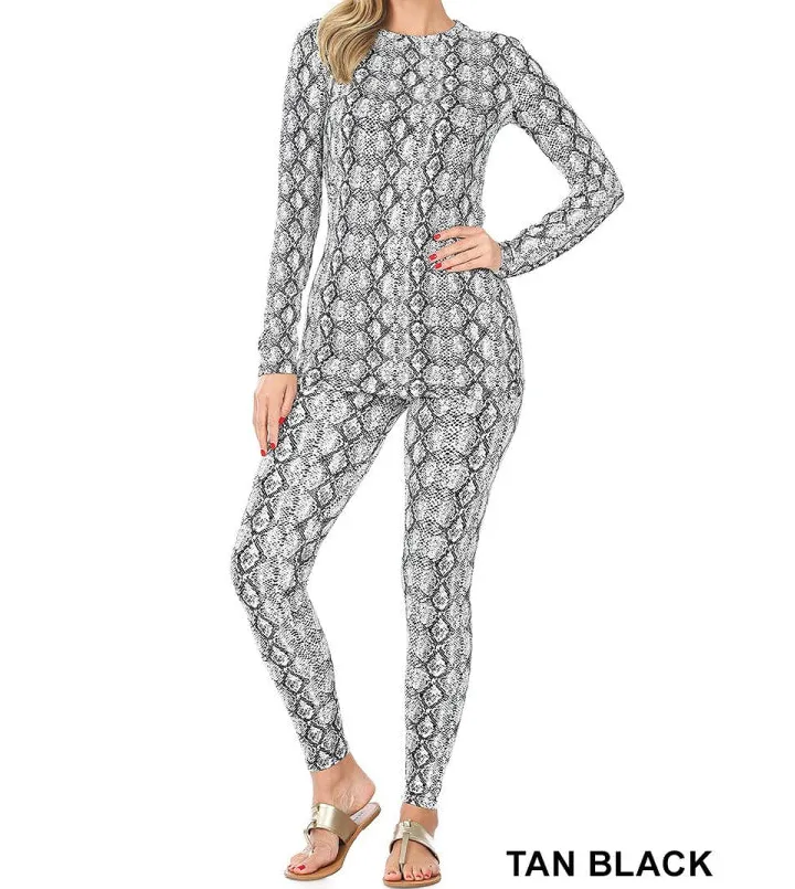 Buttery Soft Snake Print Top and Leggings -piece Set