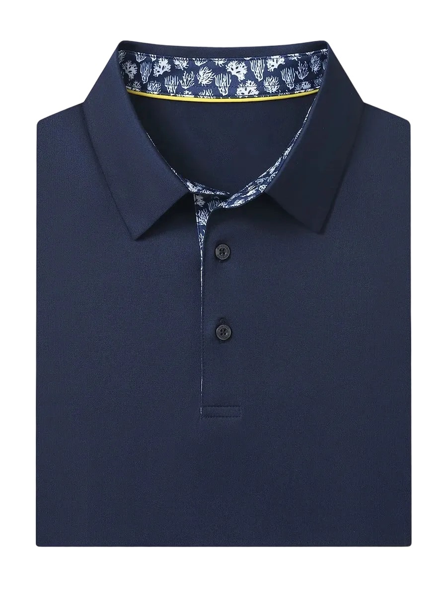 Men'S Designed Collared Solid Performance Polo