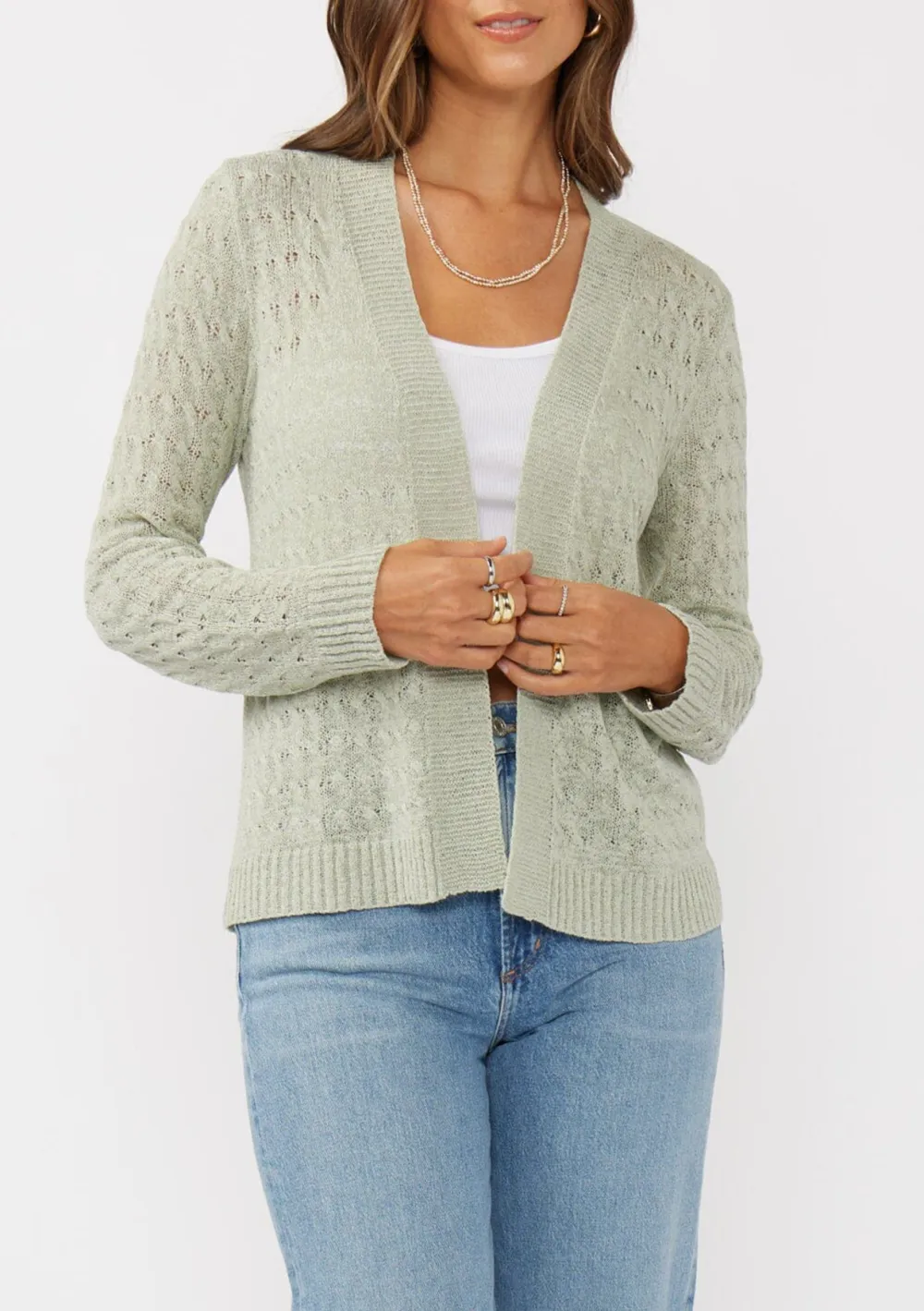 Plain Open Front Cardigan