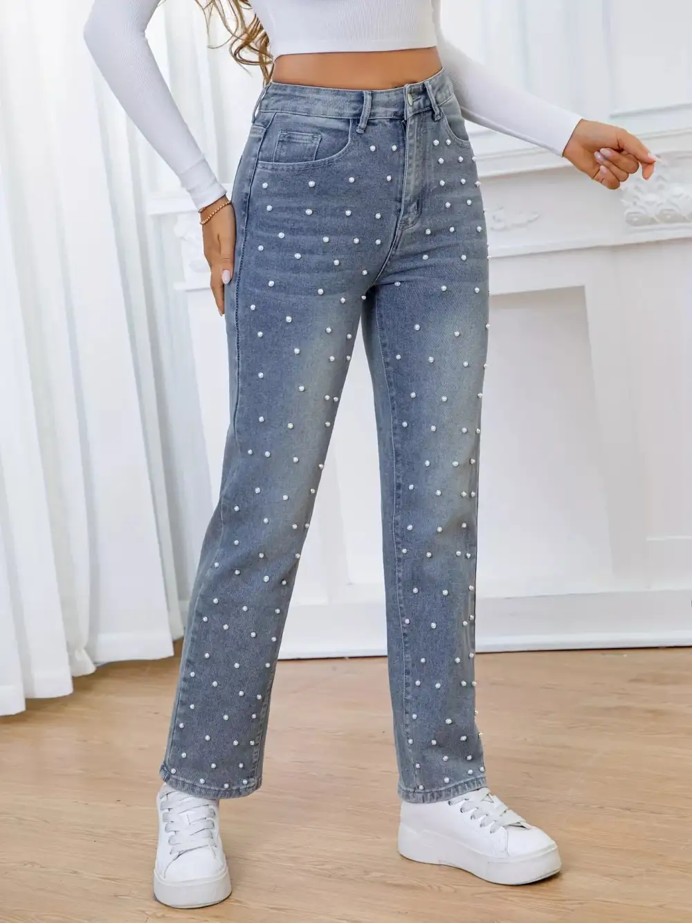Clean High Waist Straight Leg Denim Jeans