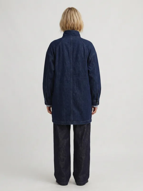 Women's Casual Vintage Dark Denim Zip-Up Jacket